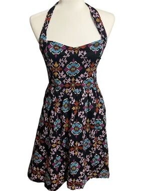 Black Embroidered Anthropologie Halter Dress